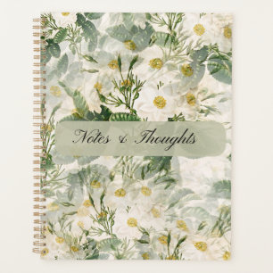 Elegante vintage witte roos bloemige harde kaft planner
