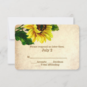Elegante Vintage Zonnebloem Trouw RSVP Kaart
