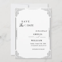 Elegante Vintage Zwart-Wit Save-the-Datekaart