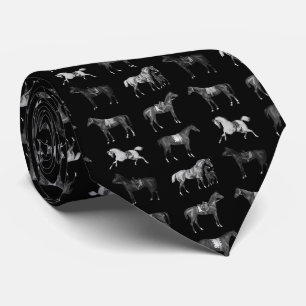 Elegante Vintage Zwarte Paarden Met Zadel Stropdas