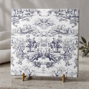 Elegante vintage zwarte toile de jouy tegeltje