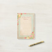Elegante Vintagerozen Post-it® Notes (Op bureau)