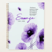 Elegante Violet Bloemen Spiraalplanner  Planner (Voorkant)