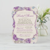 Elégante Violet Floral Bridal Shower Invitation (Debout devant)