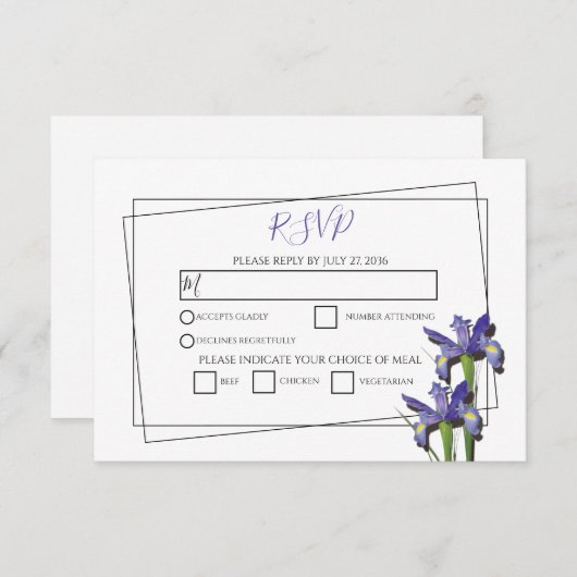 Elégante Violet Iris Mariage Cartes RSVP (Devant / Derrière)