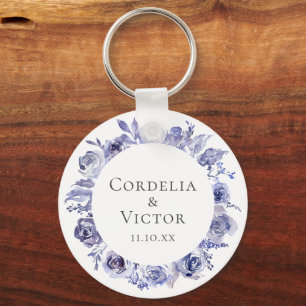 Elegante Violet Paarse Rozen Floral Wedding Sleutelhanger