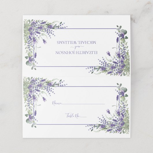 Elegante Violet Waterverf Bloemen Groen Bruiloft (Buitenkant ongevouwen)