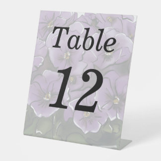 Elegante Violette Bloemen Lesbisch Huwelijk Tafeln Reclamebord Met Voetstuk