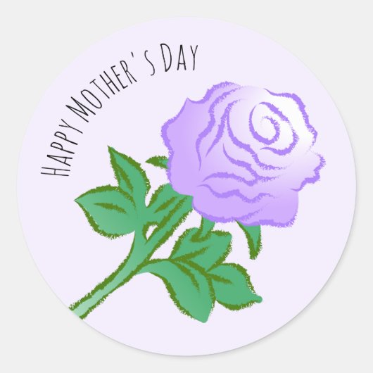 Elegante Violette Roos Ronde Sticker (Voorkant)