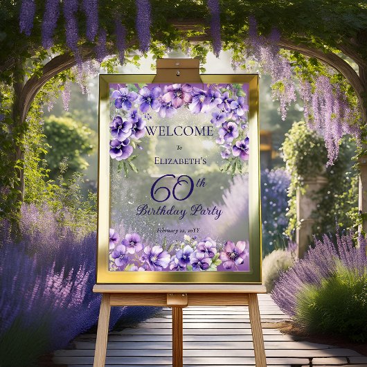 Élégante Violette violette Florale 60e fête d'anni