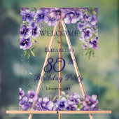 Élégante Violette violette Florale 80e fête d'anni (Neutre)