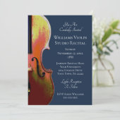 Elegante Viool Muziek Overweging Navy Blue Kaart (Staand voorkant)