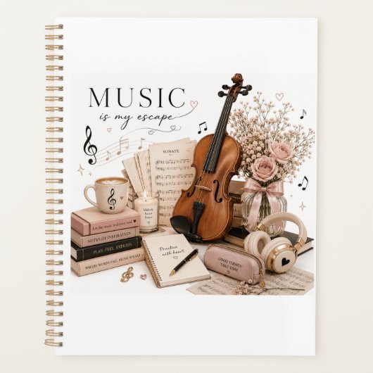 Elegante viool oefenplanner planner (Voorkant)