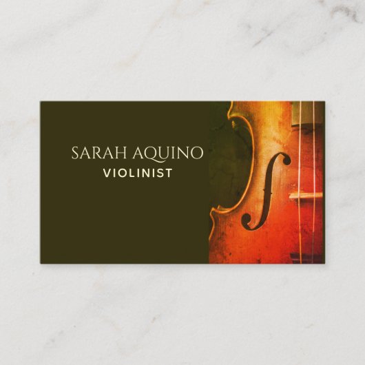Elegante viool violist muzikant muziekleraar visitekaartje (Voorkant)