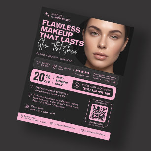 Elegante Visagist Lip Brows Stylist Roze Zwart Flyer
