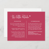 Elegante Viva Magenta Boho trouwgegevens QR-code Informatiekaartje (Voorkant / Achterkant)