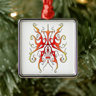 Elegante Vlam Stam Masker Abstract Ontwerp Metalen Ornament