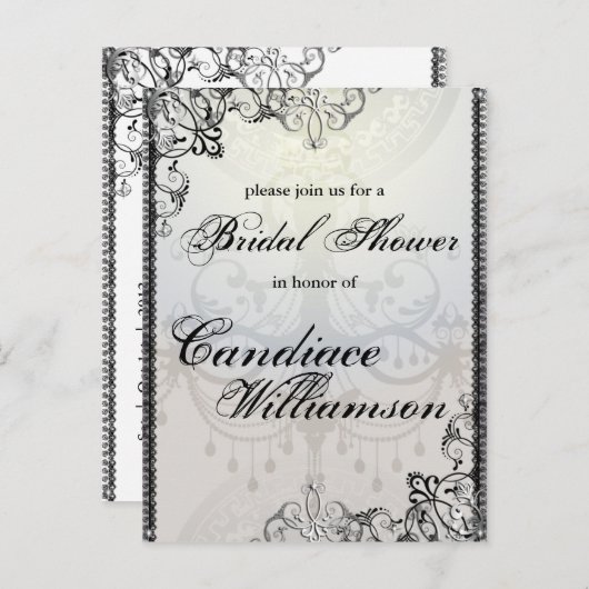 Elegante vleermuizen & bloeit Halloween Vrijgezell Uitnodiging Briefkaart (Voorkant / Achterkant)