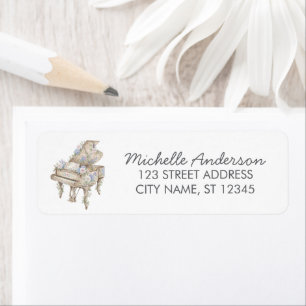 Elegante vleugel met bloemen retouradres etiket