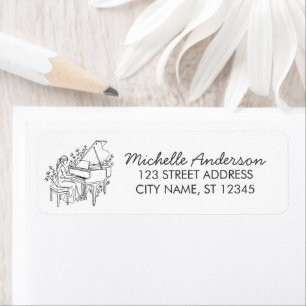 Elegante vleugel met bloemen retouradres etiket