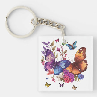 Elegante Vlinder Acryl Sleutelhanger