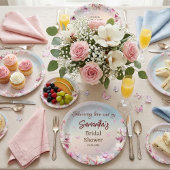 Elegante Vlinder Bloem Bruidsfeestje Papieren Bordje