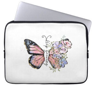 Elegante vlinder, bloemen motivatie Laptop Mouw Laptop Sleeve