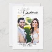 Elegante vlinder bruiloft foto Dank u kaart (Voorkant)