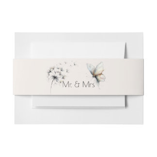 Elegante Vlinder en Paardenbloem Puff Pastels Inkt Uitnodigingen Wikkel