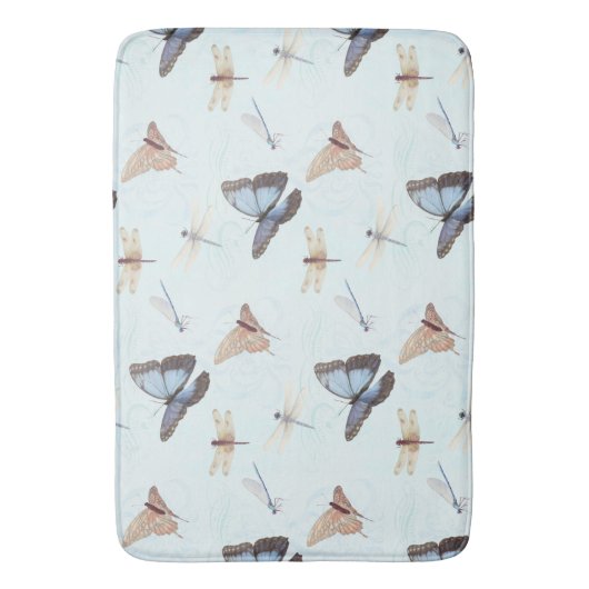 Elegante vlinder in Dragonfly Swirl Scroll artwork Badmat (Voorkant Verticaal)