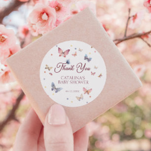 Elegante Vlinder Pastel Bedankt Ronde Sticker