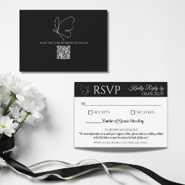 Elegante Vlinder Reactiekaart | QR-code RSVP Kaartje