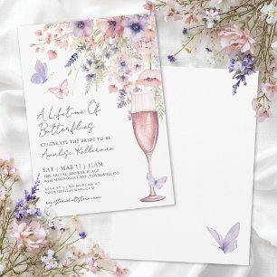 Elegante Vlinder Wilde Bloem Bruidsuitnodiging Kaart