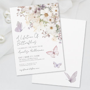 Elegante Vlinder Wildflower Bruidsuitnodiging Kaart