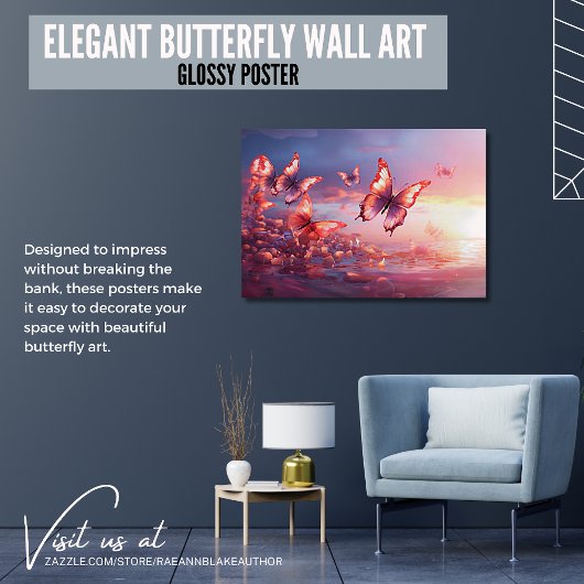 Elegante vlindermuur Art Glossy Poster Perfect Poster