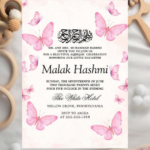 Elegante Vlinders Baby GirI Islamitische Aqiqa Aqe Kaart