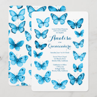 Elegante Vlinders Lijst Quinceañera CUSTOM Kaart