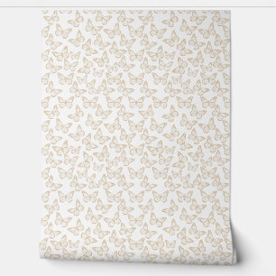 Elegante Vlinders Meisje Schattige Wit Taupe Behang