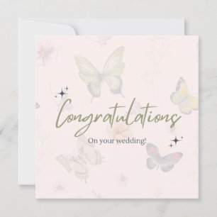 Elegante Vlinders Roze Boho Wedding Kaart