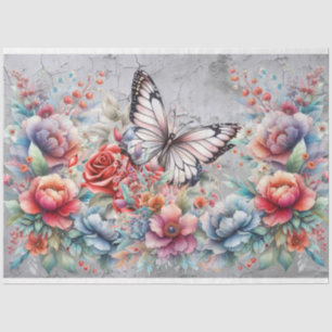 Elegante Vlinders & Waterverf Bloemen Decoupage Tissuepapier