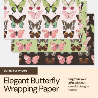 Elegante vlindertuin inpakpapier set vel