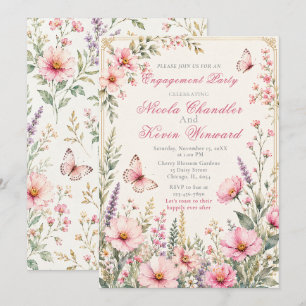 Elegante Vlindervlinder Verlovingsfeest Kaart