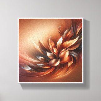 Elegante vloeiende bladabstract - warme terracotta canvas afdruk