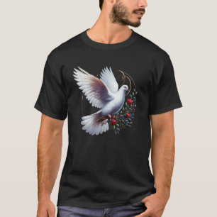 Elegante vlucht van de vreedzame witte duif vogels t-shirt