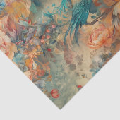Elegante Vogel en Bloemen Tissuepapier (Detail)