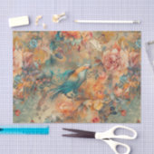 Elegante Vogel en Bloemen Tissuepapier (Craft)