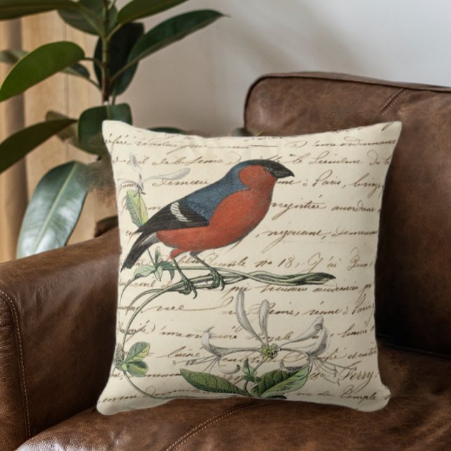 Elegante vogel-ephemera kussen (Elegant Ephemera Throw Pillow)