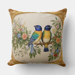 Elegante vogel-werpkussen bloemige tak decoratie kussen