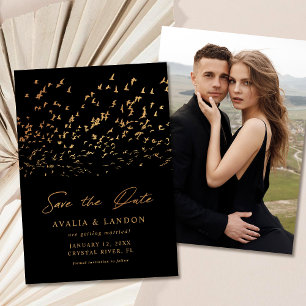 Elegante Vogels van een Veer Foto Bruiloft Save The Date
