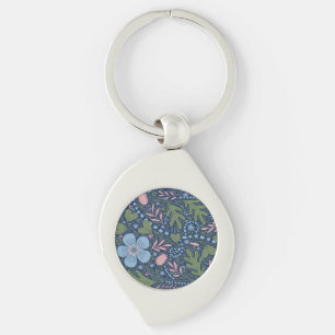 Elegante volks kunst bloemmotief vintage botanisch sleutelhanger